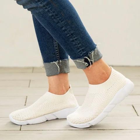 Women Shoes Breathable Mesh Sneakers Lady Plus Size Loafers - fashionshoeshouse