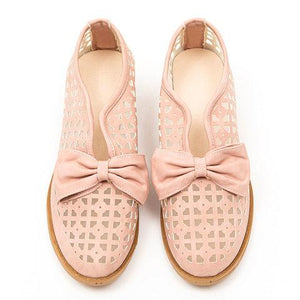 Bowknot hollow out flats closed toe summer sandals for women