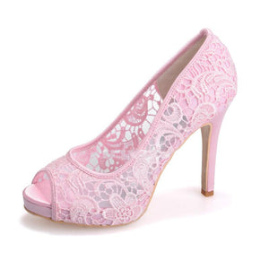 White lace peep toe wedding stiletto heels comfy walking