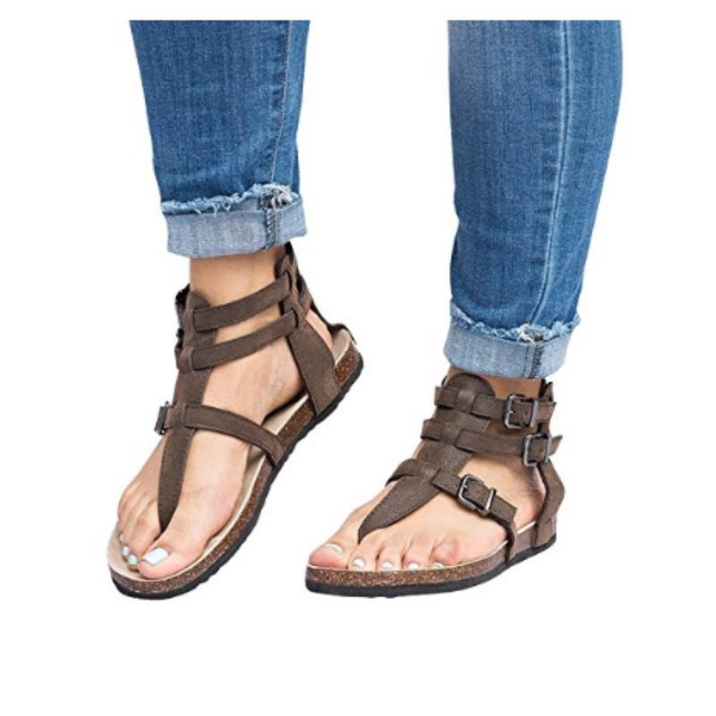 Cross Band Clip Toe Buckle Sandals - GetComfyShoes