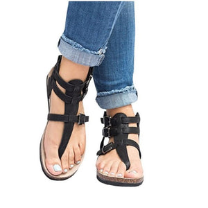 Cross Band Clip Toe Buckle Sandals - GetComfyShoes
