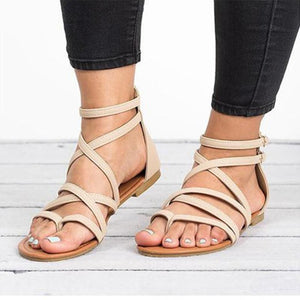 Clip Toe Cross-Tie Casual Sandals - GetComfyShoes