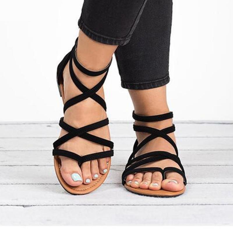 Clip Toe Cross-Tie Casual Sandals - GetComfyShoes