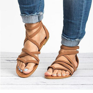 Clip Toe Cross-Tie Casual Sandals - GetComfyShoes