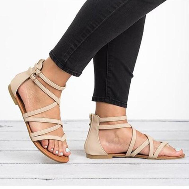 Clip Toe Cross-Tie Casual Sandals - GetComfyShoes