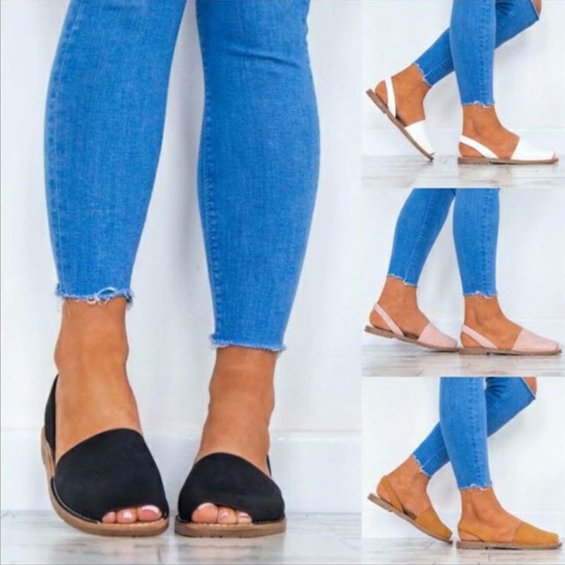 Portable Summer Peep Toe Flat Sandals