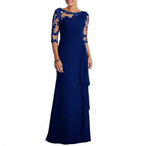 Lace patchwork 3/4 sleeves maxi dress | Spring summer party dress evening gowns