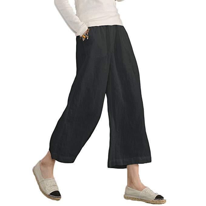 Casual Plain Shift Linen Pants Women - GetComfyShoes