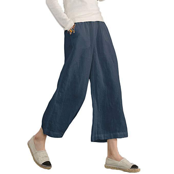 Casual Plain Shift Linen Pants Women - GetComfyShoes