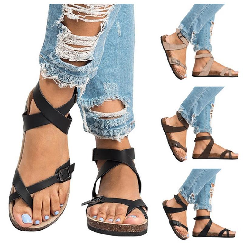 Cross Band Clip Toe Buckle Sandals - GetComfyShoes