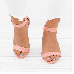 Medium Heel Upper Suede Peep Toe Sandals - GetComfyShoes