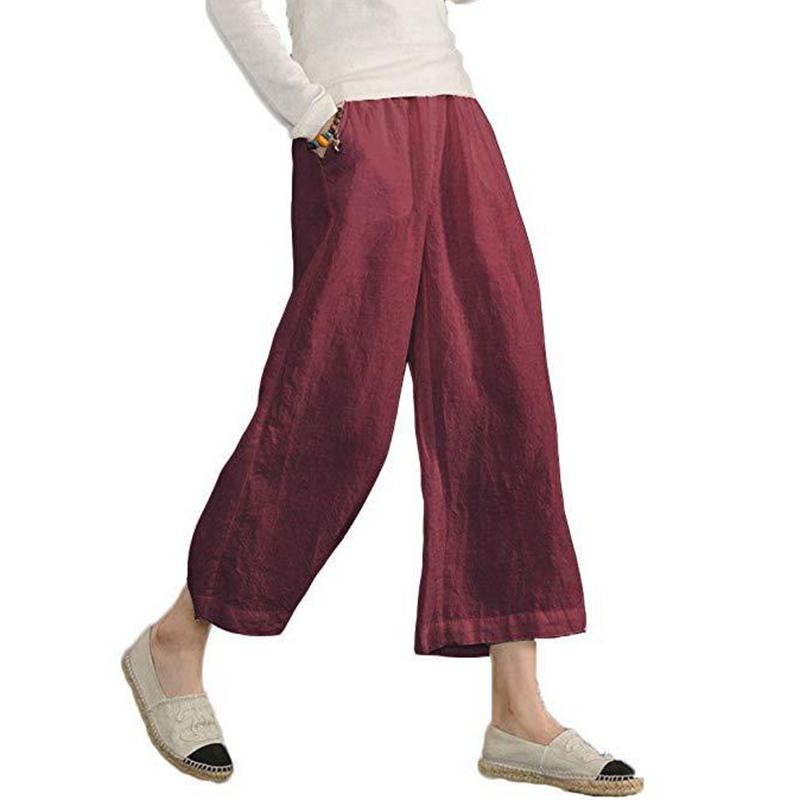 Casual Plain Shift Linen Pants Women - GetComfyShoes