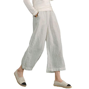 Casual Plain Shift Linen Pants Women - GetComfyShoes