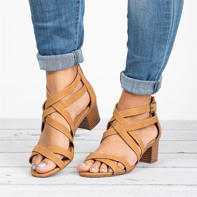 Cross-tie Buckle Sandals For Ladies - GetComfyShoes