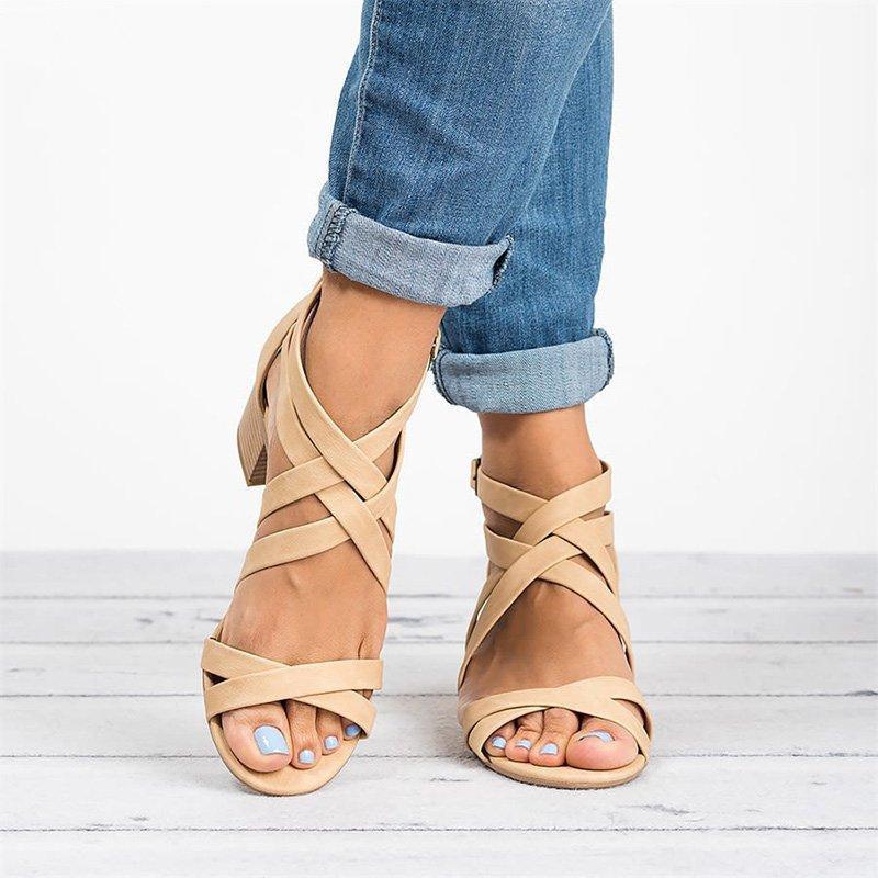 Cross-tie Buckle Sandals For Ladies - GetComfyShoes