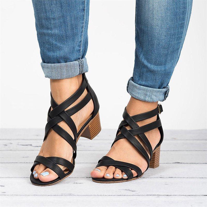 Cross-tie Buckle Sandals For Ladies - GetComfyShoes