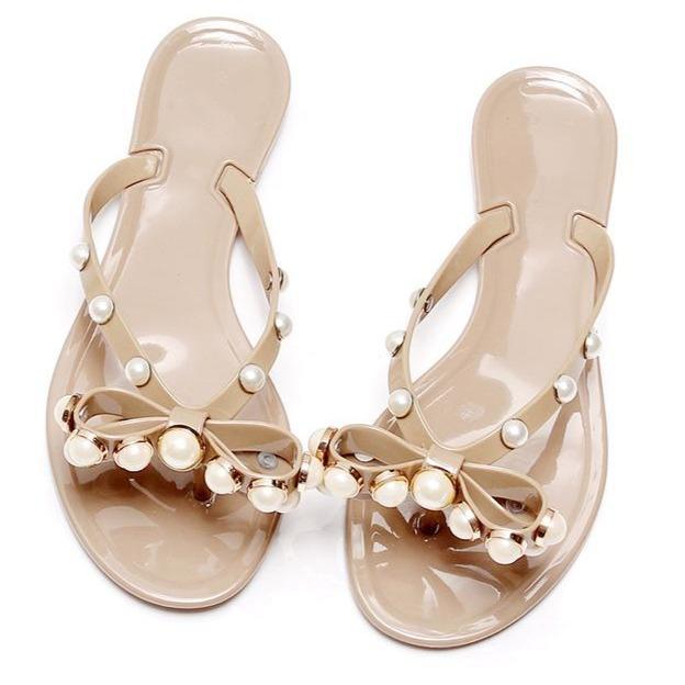 Women bowknot rhinestone 
fashion slide flip flop