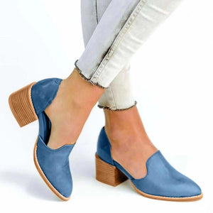 Cutout block heel summer booties pointed toe Oxfords shoes for women