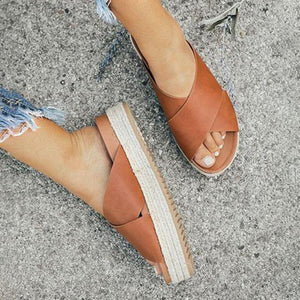 Wedge Slip On Peep Toe Beach Sandals