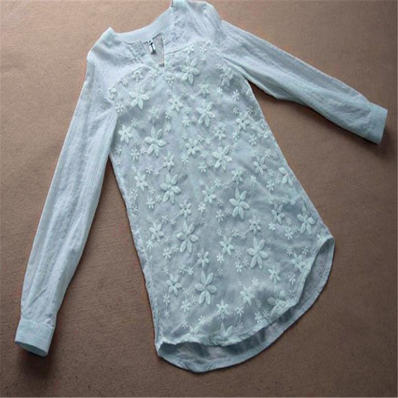 Lace Embroidery Long Sleeves Tops - GetComfyShoes