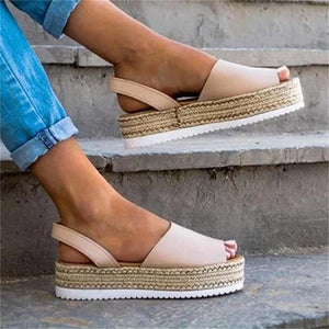 Women's espadrille platform peep toe slingback sandals