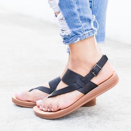 Women summer flat clip toe ankle strap sandals