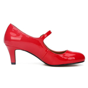 Women round toe buckle strap hollow high heels pumps