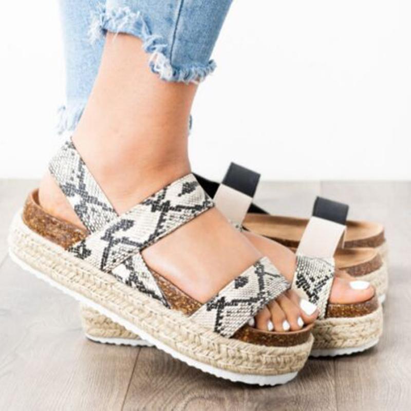 Espadrille Wedge Platform Strap Sandals - GetComfyShoes