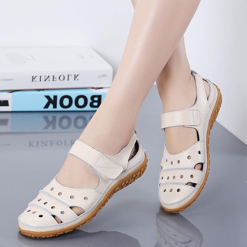 Women's closed toe magic tape sandals comfy walking