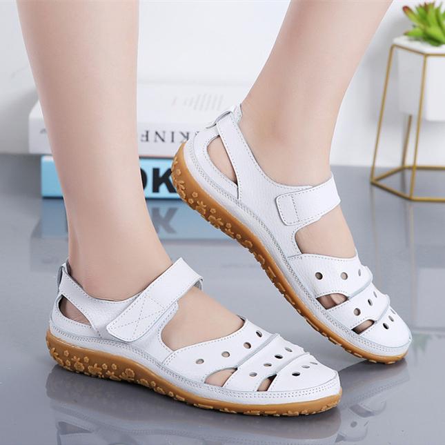 Women's closed toe magic tape sandals comfy walking