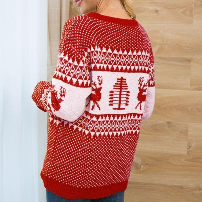 Crew Neck Pullover Christmas Sweater Womens - Getcomfyshoes