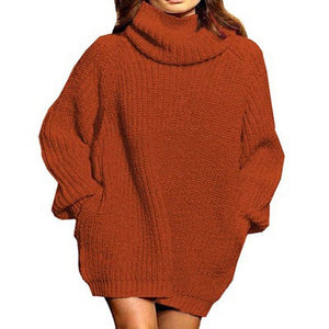 Women pullover knit dressy long sleeve turtleneck sweater