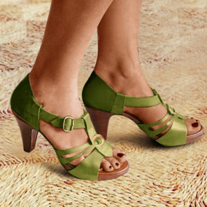 New Stylish Elegant Comma Heel Buckle Strap Sandals