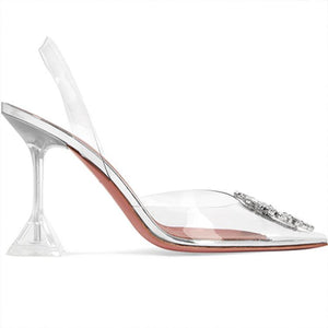 Rhinestone High Heel Sandals Crystal Clear Heels Wedding Shoes Sexy