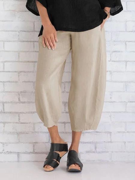 Women Wide Leg Cotton Capri Pants