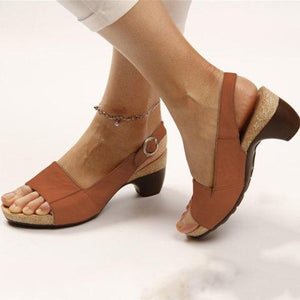 Elegant Comfy Comma Heels Adjustable Buckle Strap Sandals - GetComfyShoes