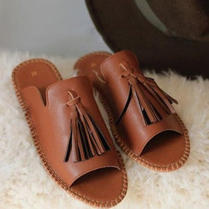 Fringe slide sandals chic slip on sandals with tassels