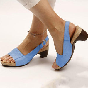 Elegant Comfy Comma Heels Adjustable Buckle Strap Sandals - GetComfyShoes