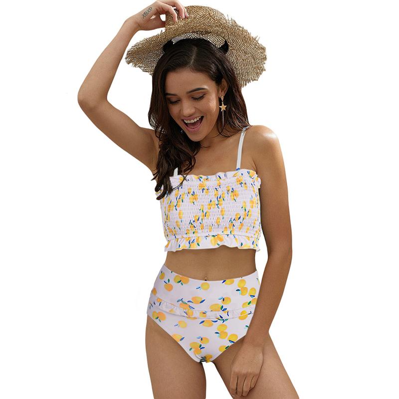 Flowers Printed High Waisted Triangle Two Piece Swimsuits - fashionshoeshouse