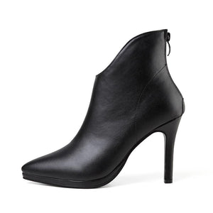 Fashion v cut pointed toe high heel chelsea boots women