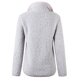 Women winter faux fur sweatshirt quarter zip pullover with pocket