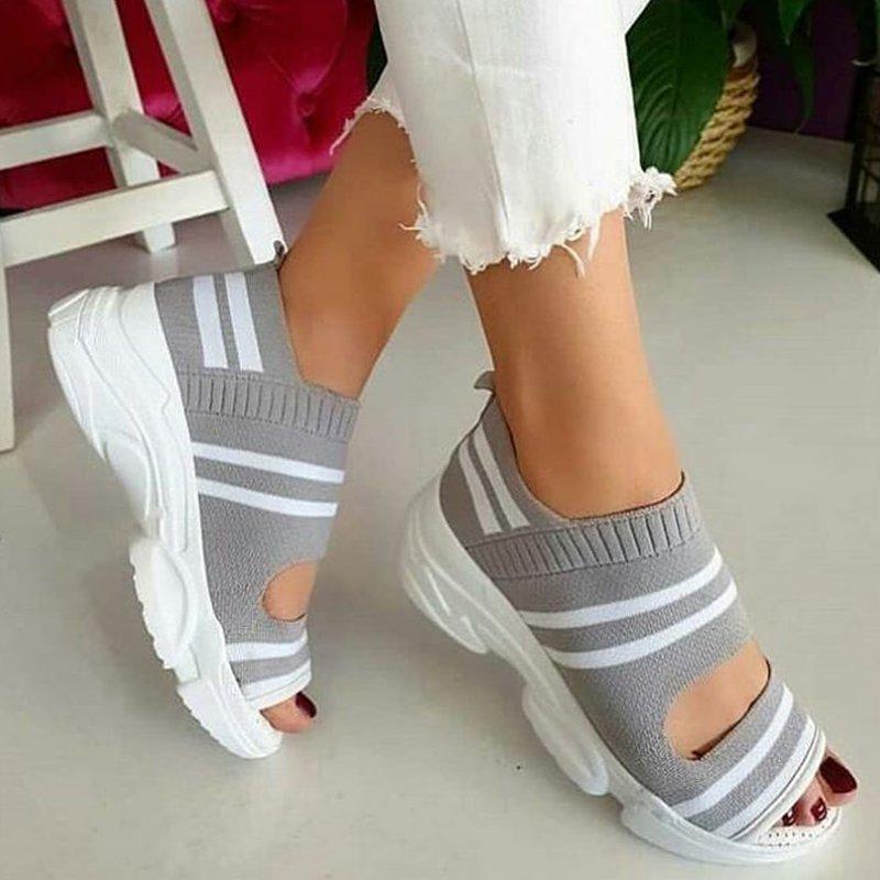 2019 Stylish Hollow Out Peep Toe Chunky Comfy Sandals