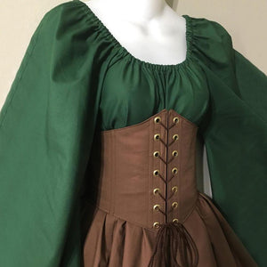 Trumpet Sleeves Medieval Renaissance Costumes Dress | Retro Holloween Cosplay Victorian Gothic Corset Dress