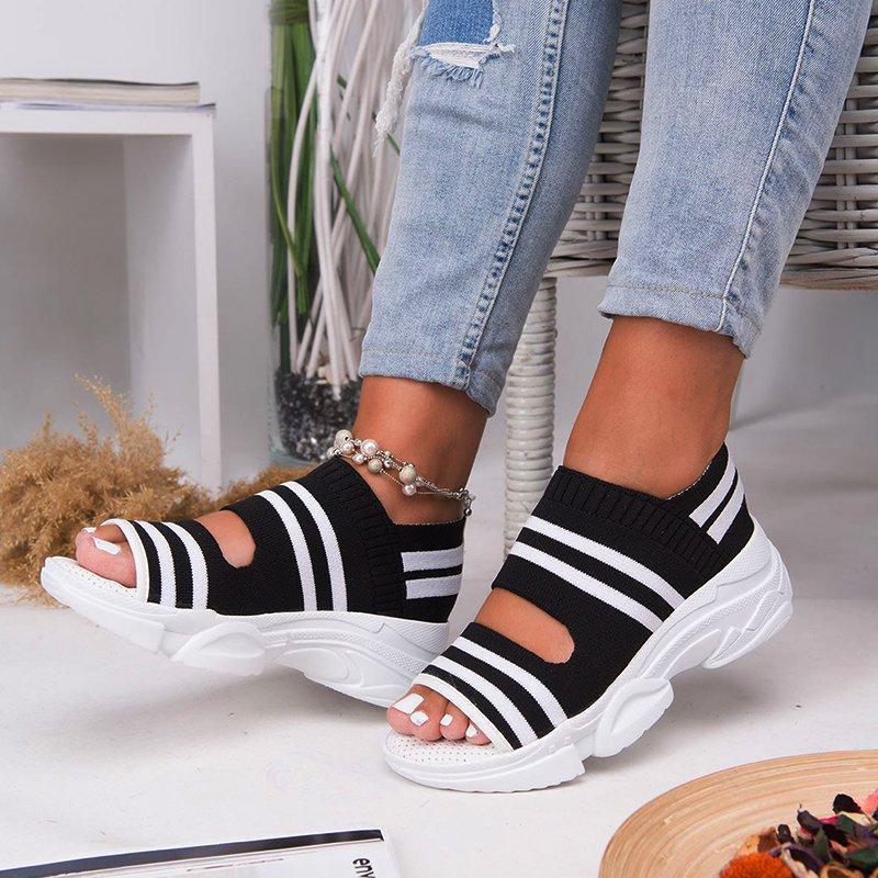 2019 Stylish Hollow Out Peep Toe Chunky Comfy Sandals