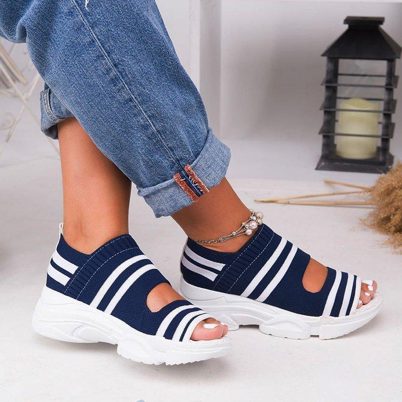 2019 Stylish Hollow Out Peep Toe Chunky Comfy Sandals