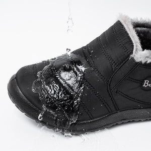 Women's warm lining ankle snow boots waterproof faux fur slip on booties