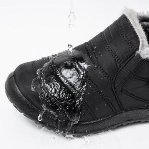 Women's flat slip on warm lining snow boots soft waterproof snow boots