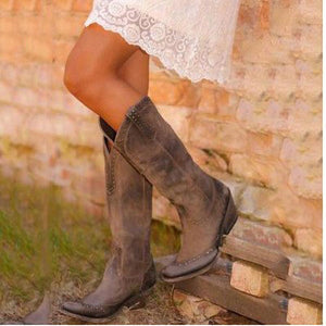 Bohemian cowboy boots for wedding mid calf western boots retro boots for bride