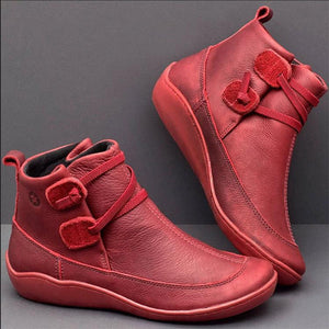 Medieval vintage boots for women braided strap boots waterproof all season boots