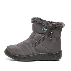 Women's warm lining ankle snow boots waterproof slip on winter booties with zipper